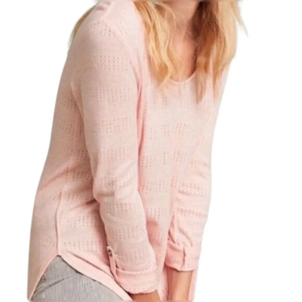 Anthropologie Akemi + Kin Womens Medium Pink Sylvie Pointelle Top